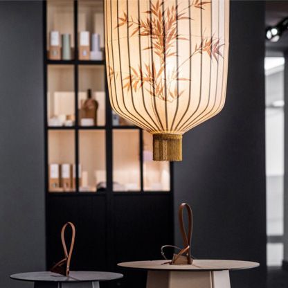Bamboo Pattern Fabric Chinese Style Pendant Light-labpiecesign