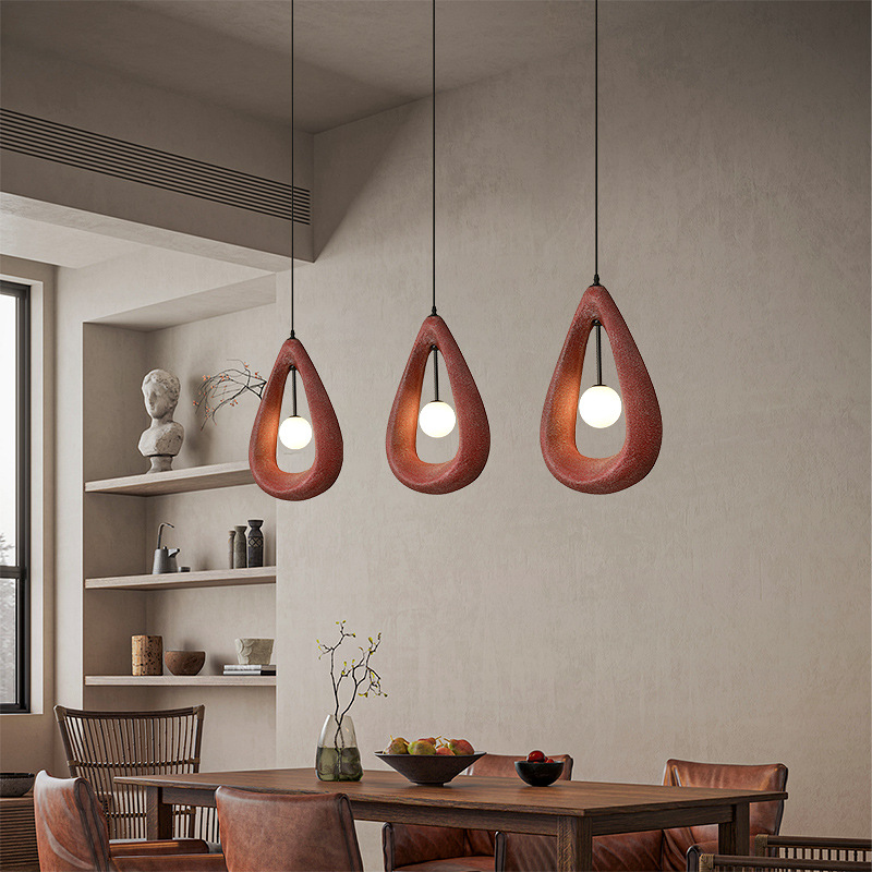 Wabi-sabi style living room simple dining room Teardrop-shaped pendant light