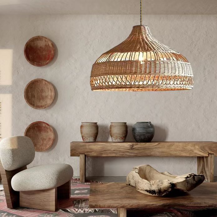 Natural Handmade Rattan Pendant Lamp Decorative Chandelier