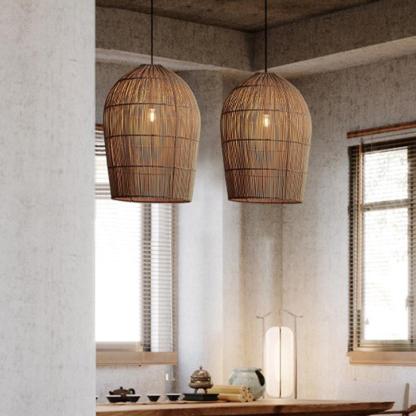 Boho Style Ceiling Pendant Light Wicker Rattan Pendant Lamp Shades-labpiecesign