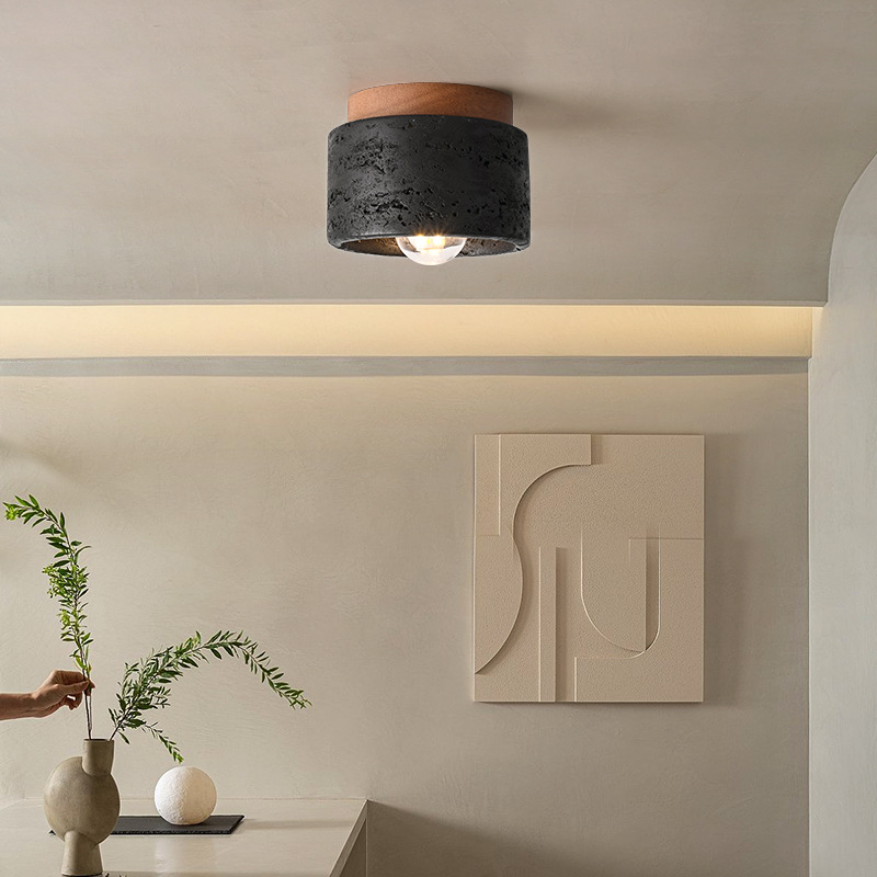 Black hole stone ceiling light wabi-sabi ceiling lamp for balcony aisle 