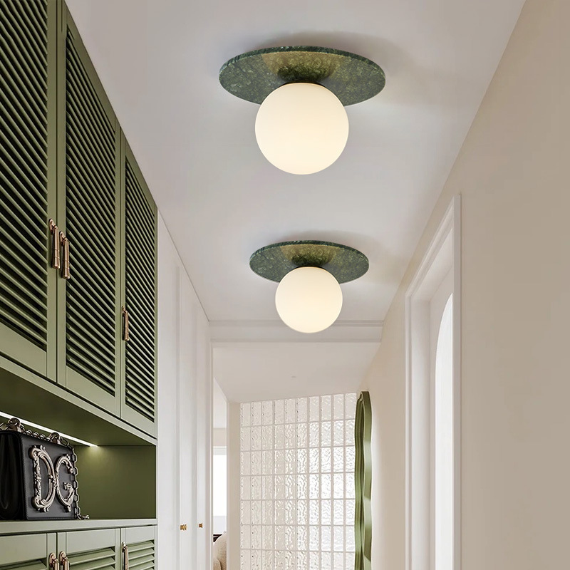 Natural jade ceiling light mid-century style aisle corridor balcony ceiling lamp