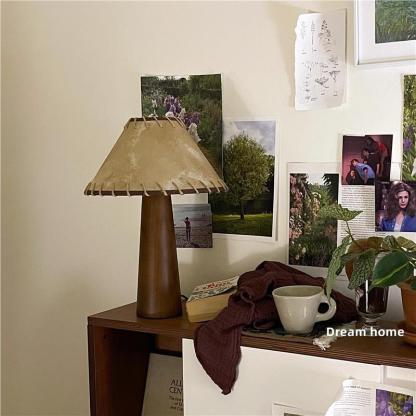 Japanese Retro Solid Wood Wabi Sabi Style Personalized Parchment Lamp-labpiecesign