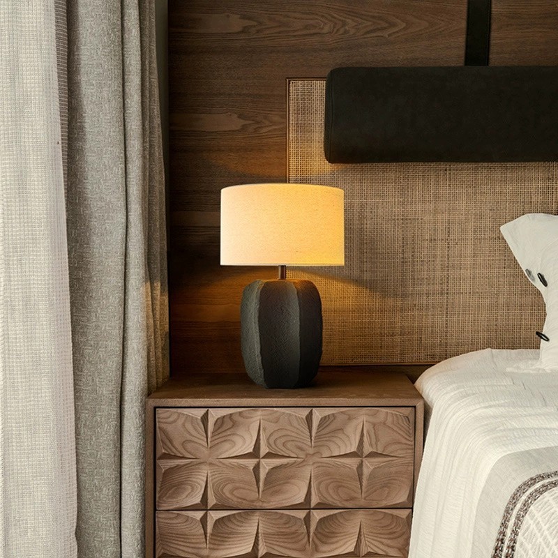 wabi-sabi style table lamp ceramic retro black table lamp-labpiecesign
