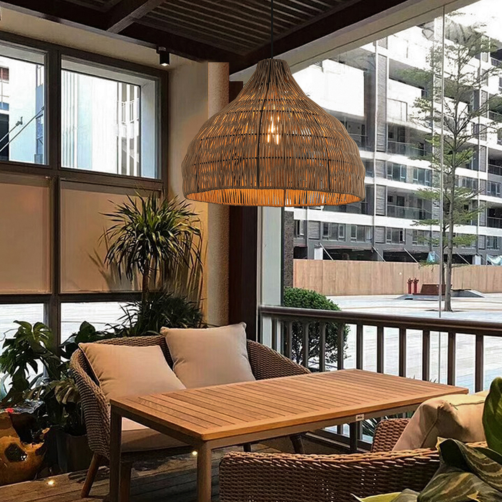 Boho Style Rattan pendant light for restaurant-labpiecesign