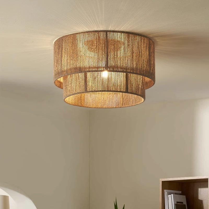 Japanese retro retro hemp rope double-layer ceiling lamp-labpiecesign