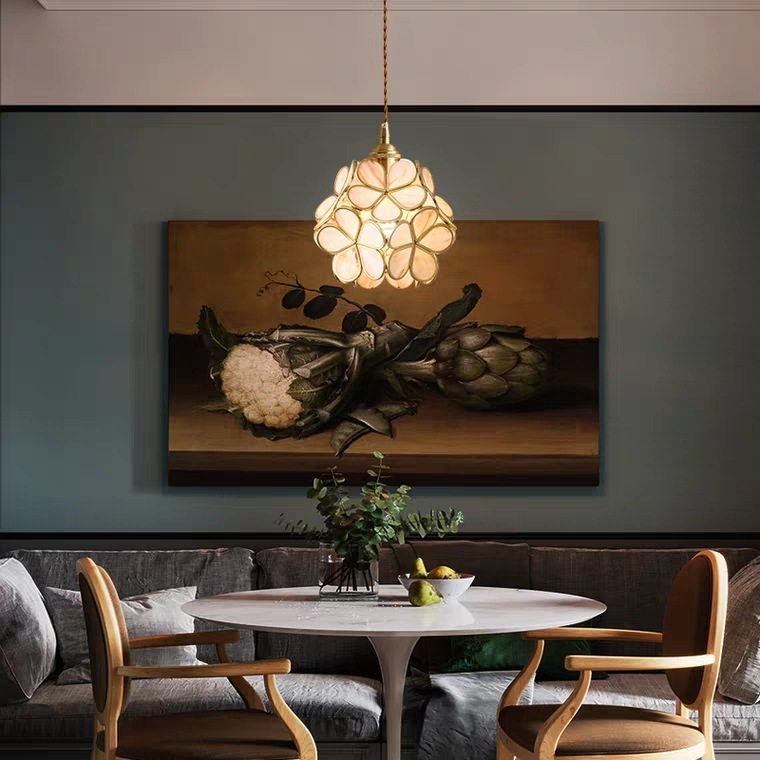 Nordic Brass Flower Petal Glass Pendant Light-labpiecesign