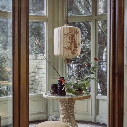 Bamboo Pattern Fabric Chinese Style Pendant Light-labpiecesign