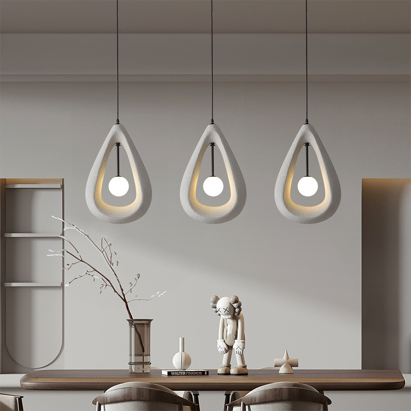 Wabi-sabi style living room simple dining room Teardrop-shaped pendant light