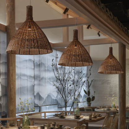 Creative Wabi-sabi Style Homestay Rattan Pendant Light-labpiecesign