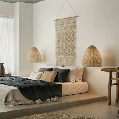 Japanese wabi-sabi style handmade rattan pendant light-labpiecesign