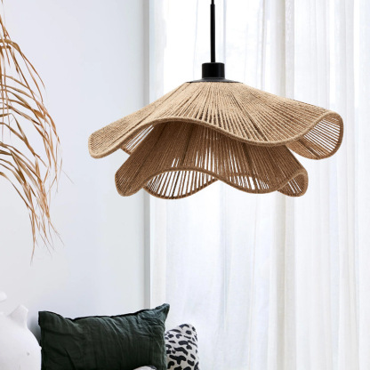 Double layer hemp rope umbrella pendant light-labpiecesign