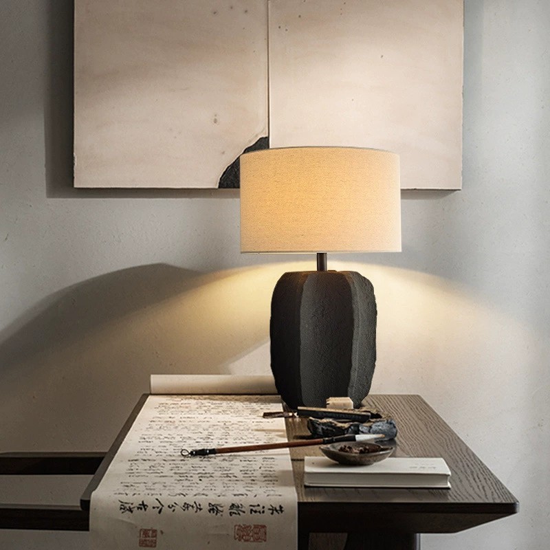 wabi-sabi style table lamp ceramic retro black table lamp-labpiecesign