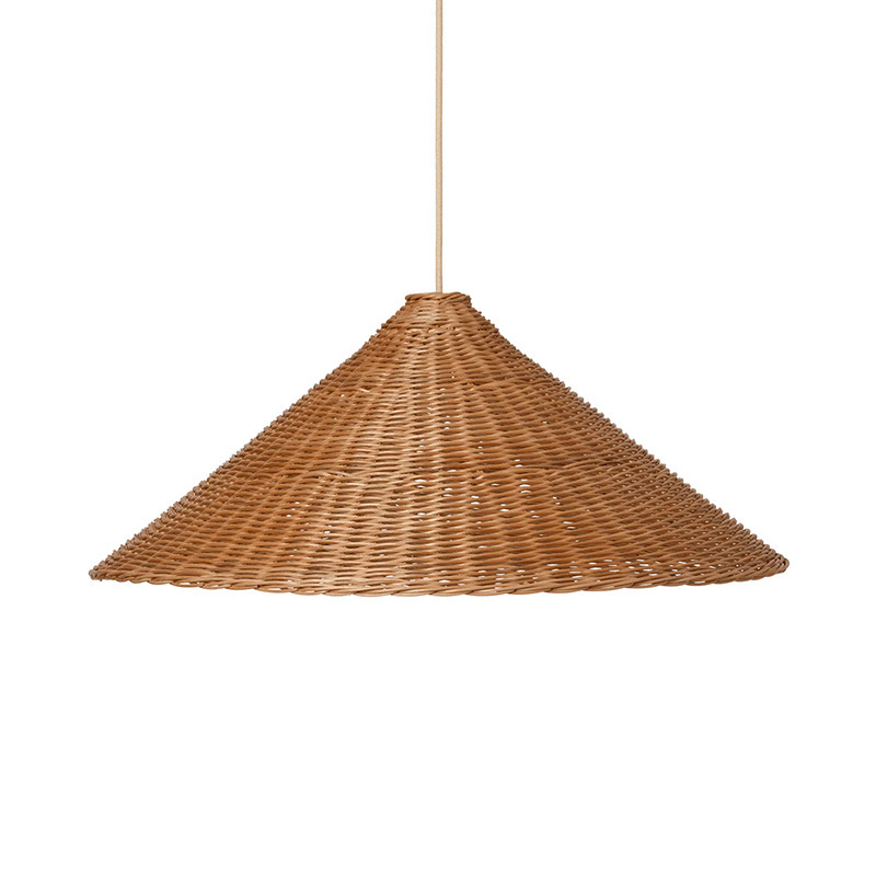 Retro Woven Rattan Cone Umbrella Rattan Pendant Light-labpiecesign