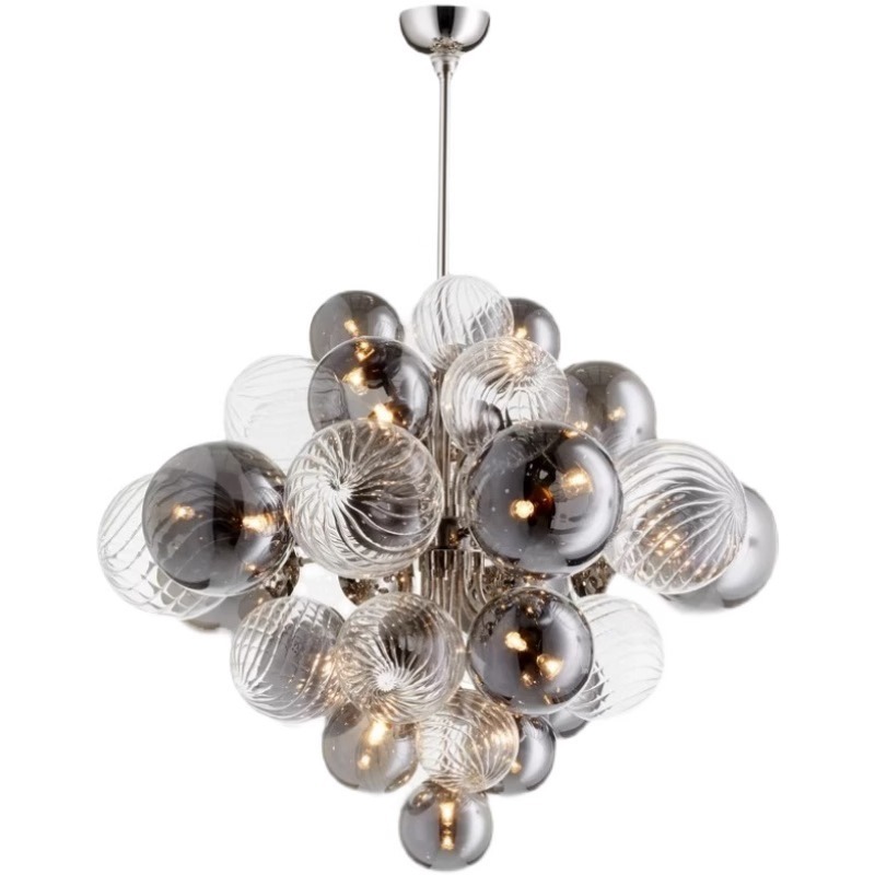 Nordic Luxury Glass Bubble Chandelier Simple High-end Copper Metal Pendant Light