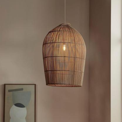 Wabi-sabi style bamboo and rattan pendant light-labpiecesign