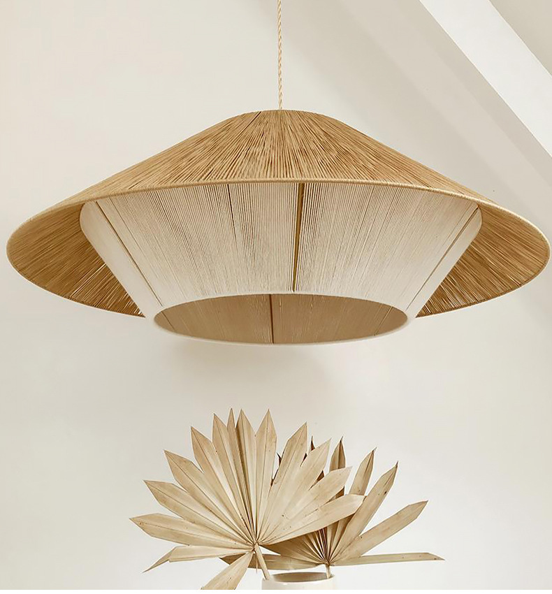 Boho style creative woven hemp rope lamps for living room