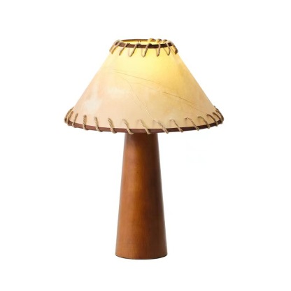 Japanese Retro Solid Wood Wabi Sabi Style Personalized Parchment Lamp-labpiecesign