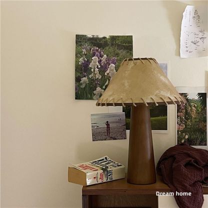 Japanese Retro Solid Wood Wabi Sabi Style Personalized Parchment Lamp-labpiecesign