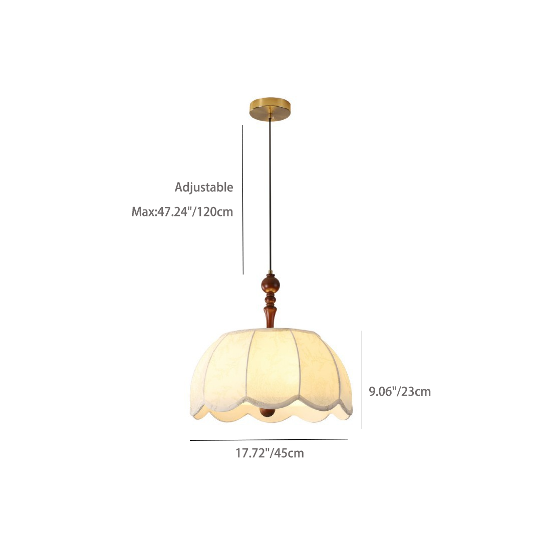 Vintage Walnut Fabric Pendant Light for Dining Room