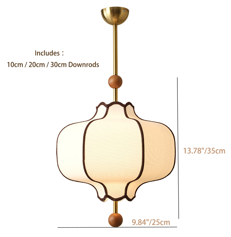 Vintage Fabric Lantern Pendant Light for Dining Room