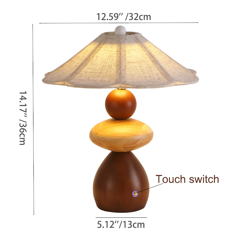 Modern Beige Wood Table Lamp for Bedroom