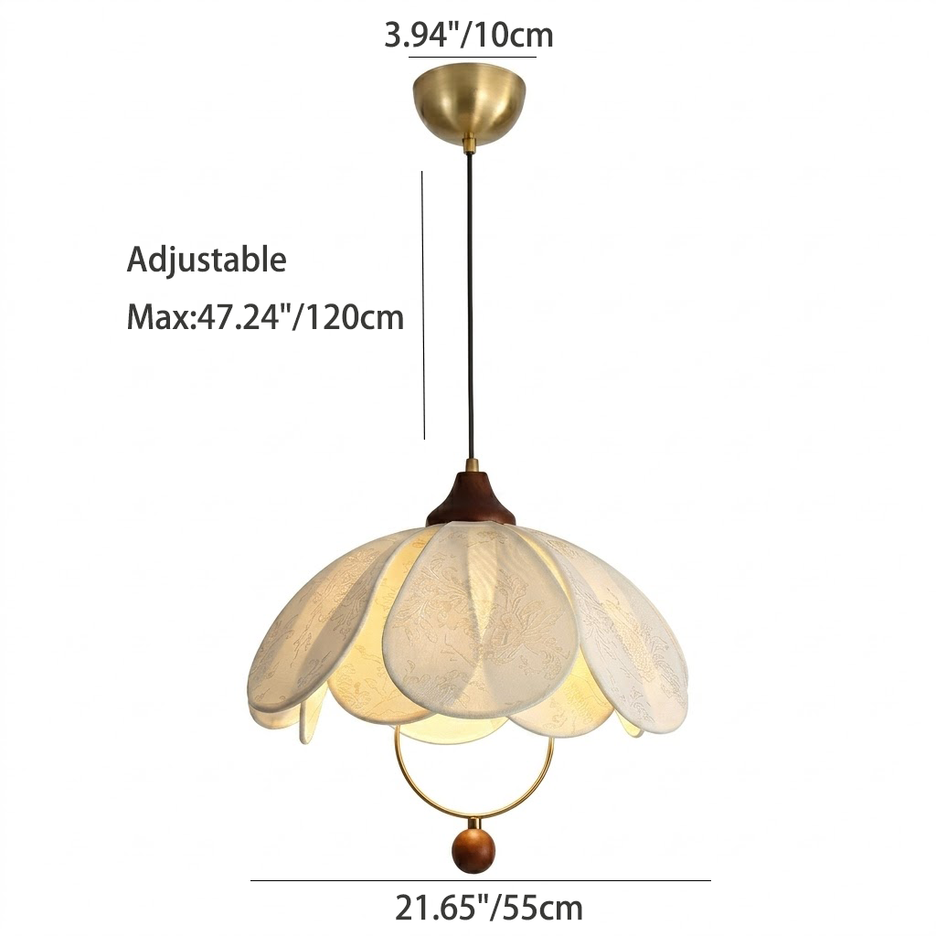 Elegant Floral Fabric Pendant Light for Dining Room
