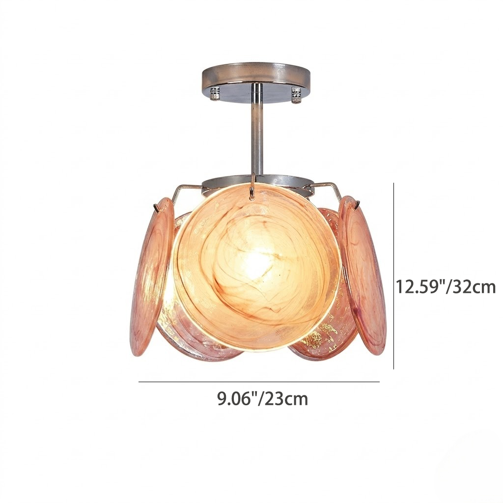 Modern Art Glass Disc Semi-Flush Mount Ceiling Light for Bedroom Hallway Entryway