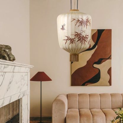 Bamboo Pattern Fabric Chinese Style Pendant Light-labpiecesign