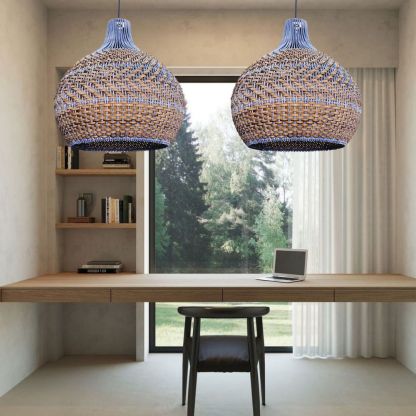 Purple Rattan Dome Pendant Lights-labpiecesign