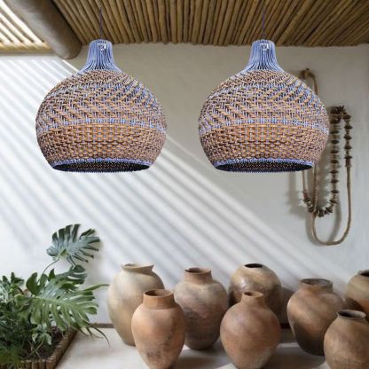Purple Rattan Dome Pendant Lights-labpiecesign