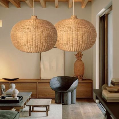 Warm Light Wicker Pendant Lamp,Kitchen Island Lamp,Housewarming Gift-labpiecesign