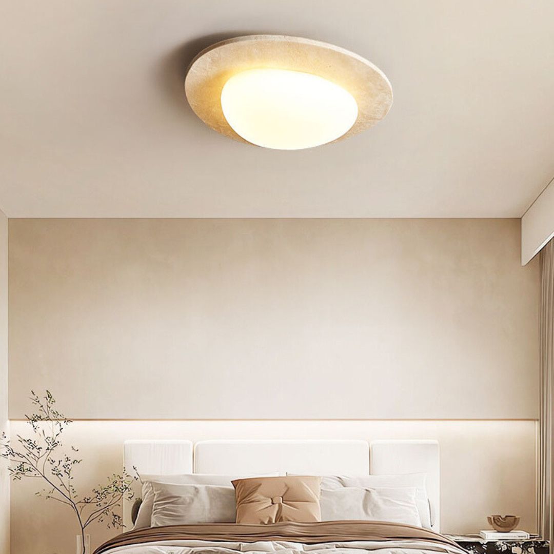 Wabi-sabi style yellow travertine retro master bedroom LED ceiling lamp