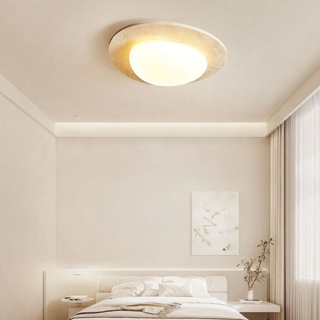Wabi-sabi style yellow travertine retro master bedroom LED ceiling lamp