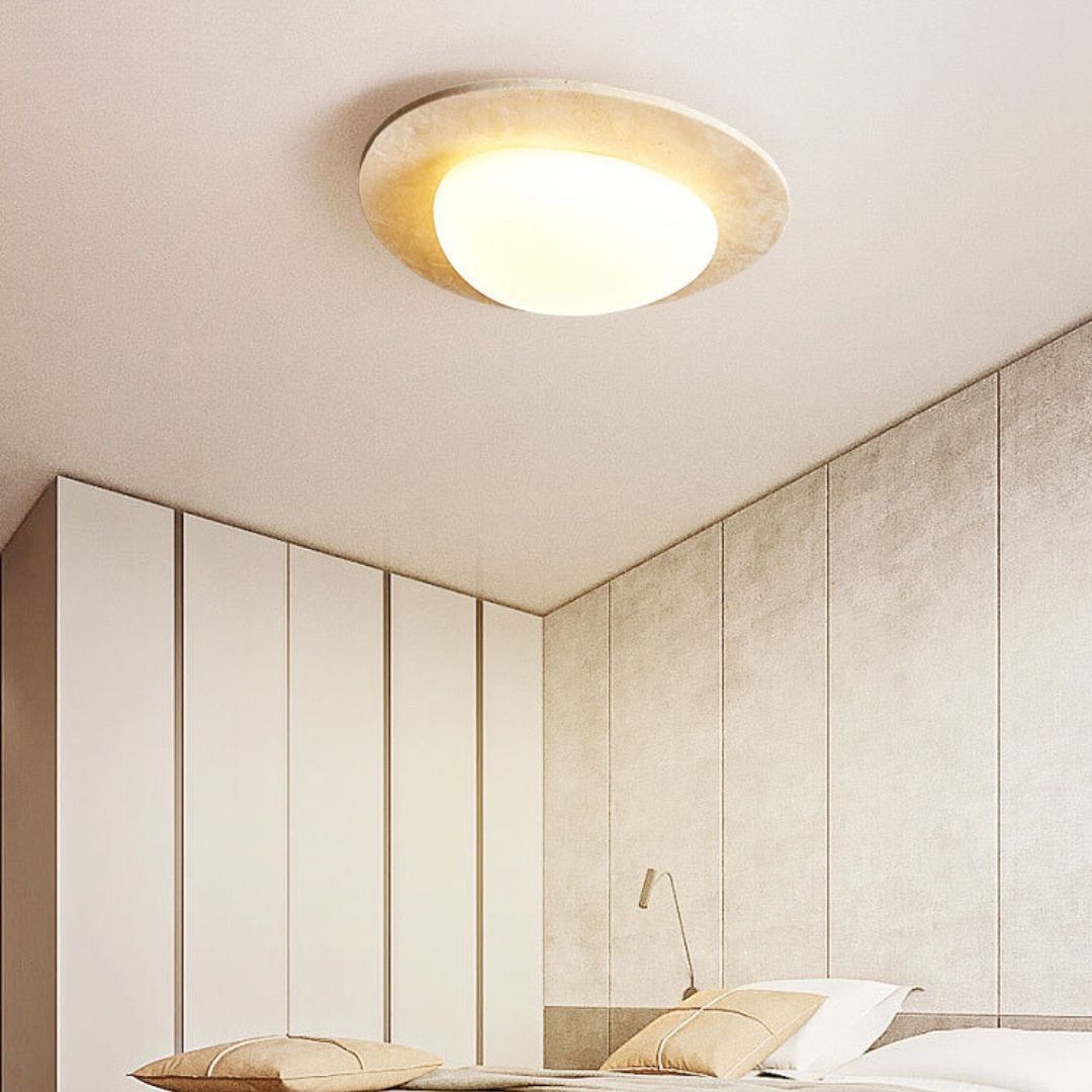 Wabi-sabi style yellow travertine retro master bedroom LED ceiling lamp-labpiecesign