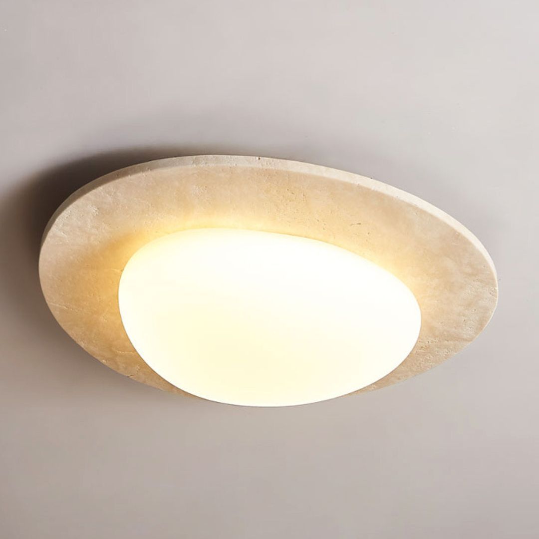 Wabi-sabi style yellow travertine retro master bedroom LED ceiling lamp-labpiecesign