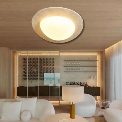 Wabi-sabi style yellow travertine retro master bedroom LED ceiling lamp-labpiecesign