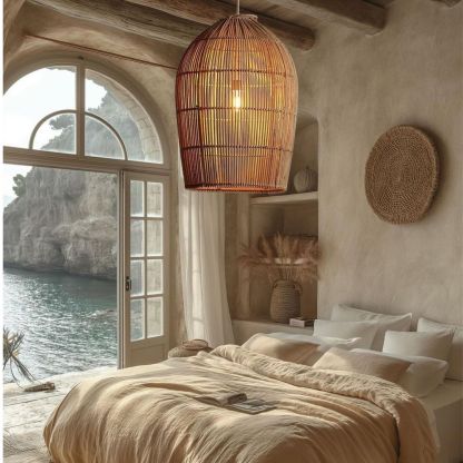 Boho Style Ceiling Pendant Light Wicker Rattan Pendant Lamp Shades-labpiecesign