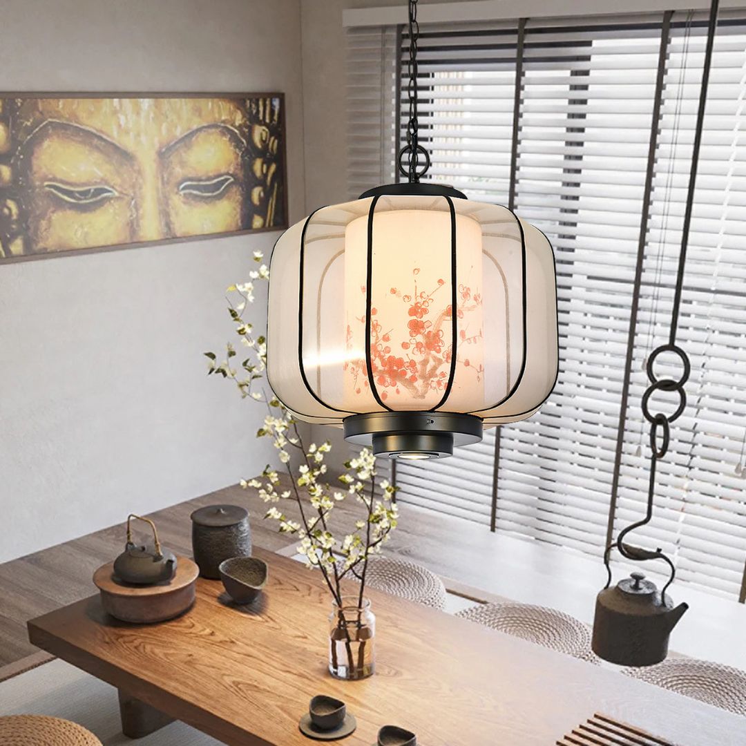 New Chinese Style Plum Blossom Lantern Hand-painted lantern-shaped Restaurant Pendant Light