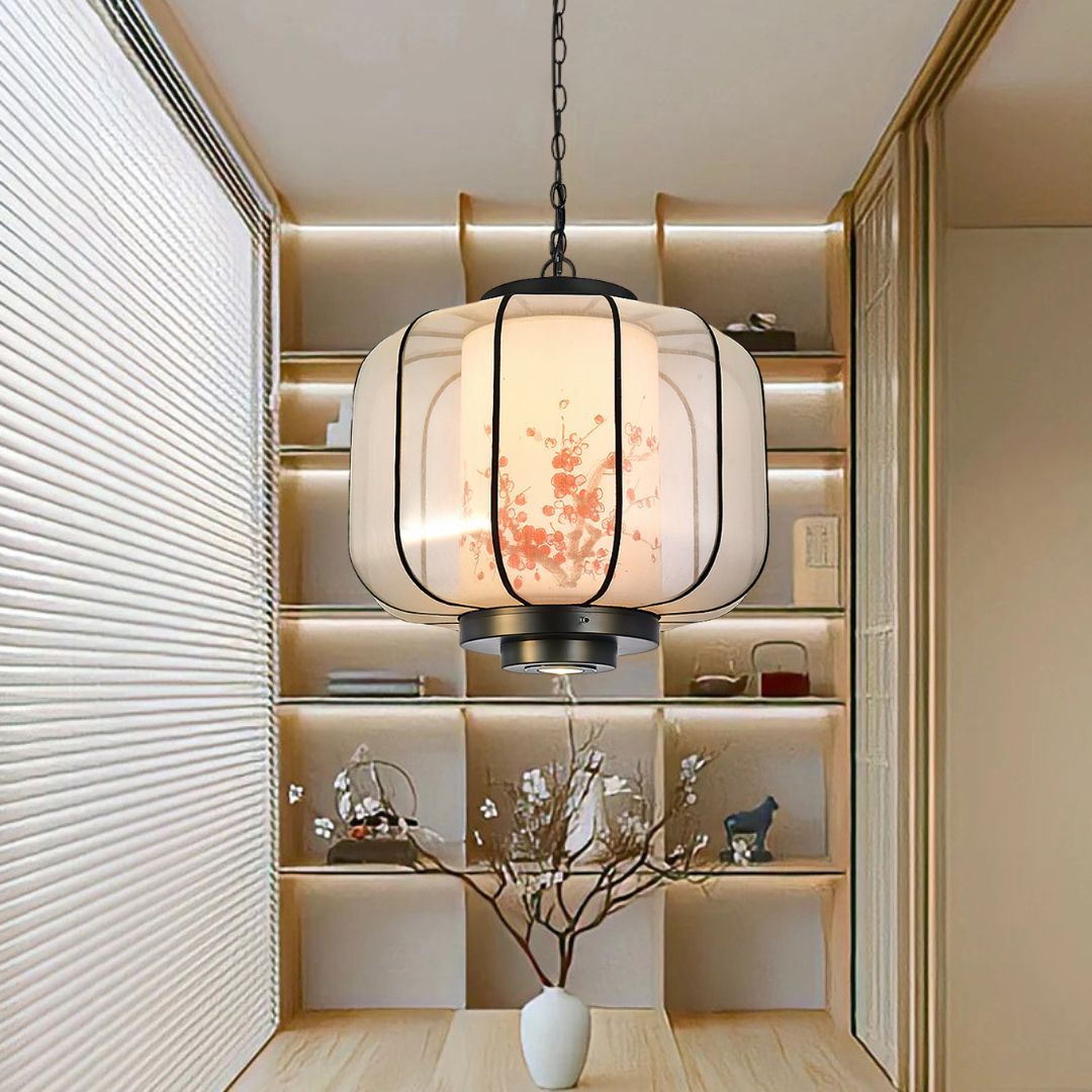 New Chinese Style Plum Blossom Lantern Hand-painted lantern-shaped Restaurant Pendant Light-labpiecesign