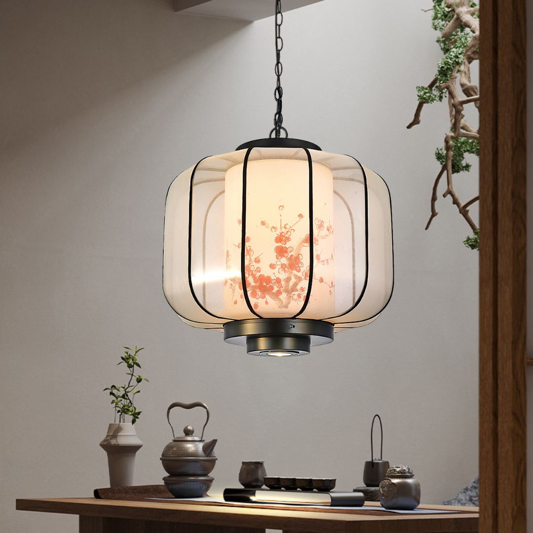 New Chinese Style Plum Blossom Lantern Hand-painted lantern-shaped Restaurant Pendant Light-labpiecesign