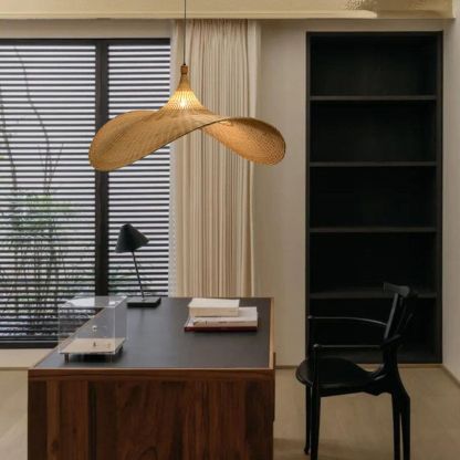 Bamboo pendant light shade creative straw hat pendant light -labpiecesign