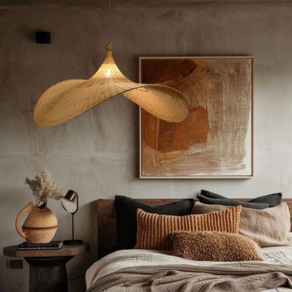 Bamboo pendant light shade creative straw hat pendant light -labpiecesign
