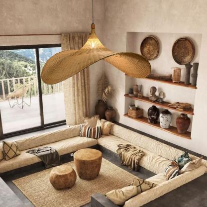 Bamboo pendant light shade creative straw hat pendant light -labpiecesign