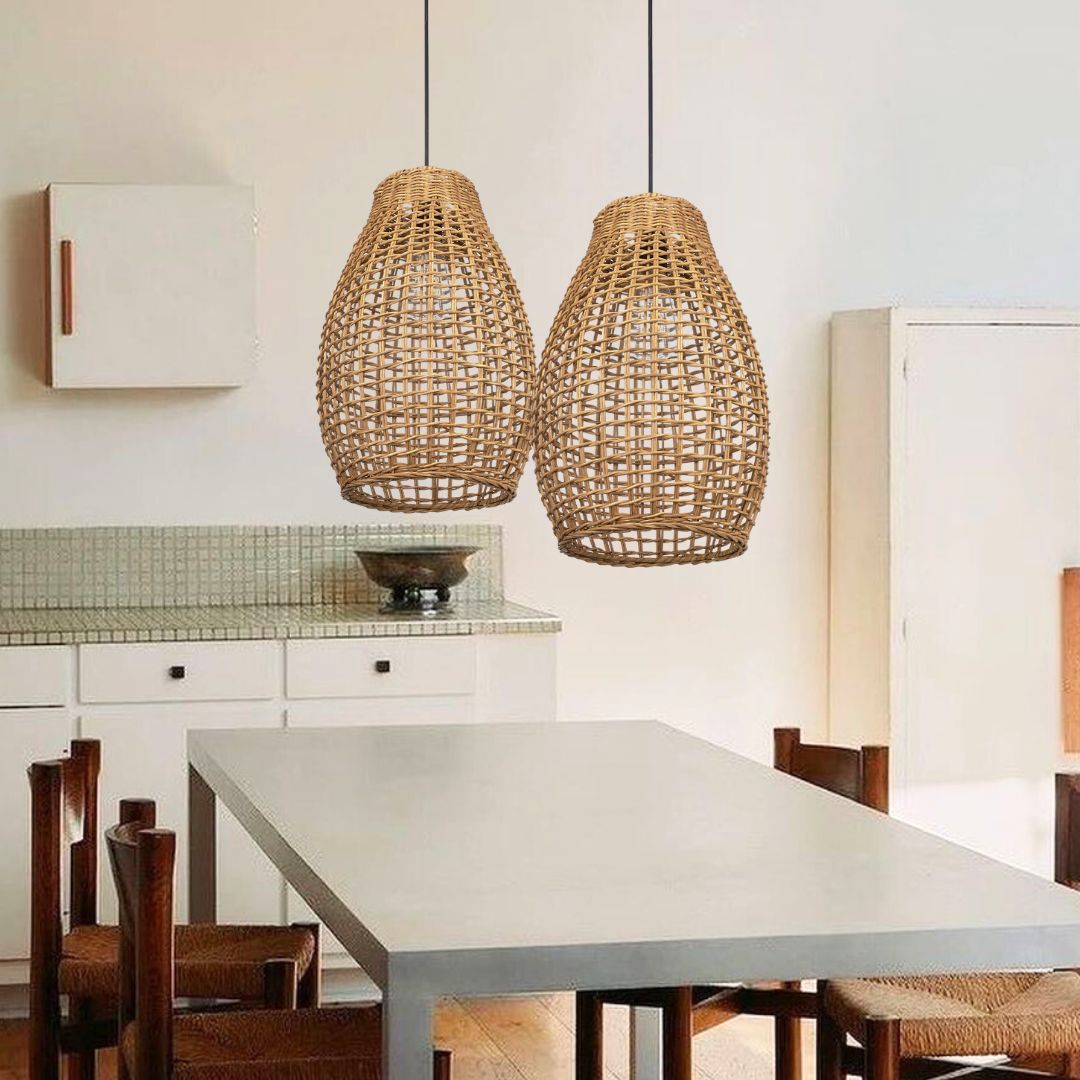 Bamboo hand made hollow long basket pendant light-labpiecesign