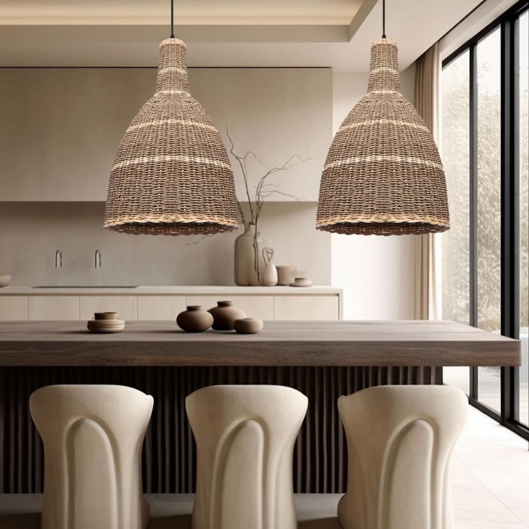 Wabi-sabi Straw Pendant Light Handmade Rattan Light-labpiecesign