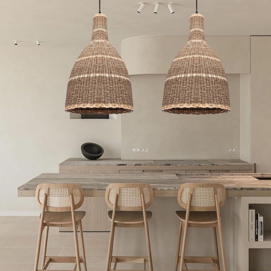 Wabi-sabi Straw Pendant Light Handmade Rattan Light-labpiecesign