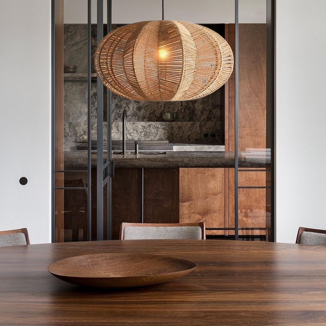 Rattan chandelier retro pastoral hemp rope pendant light-labpiecesign