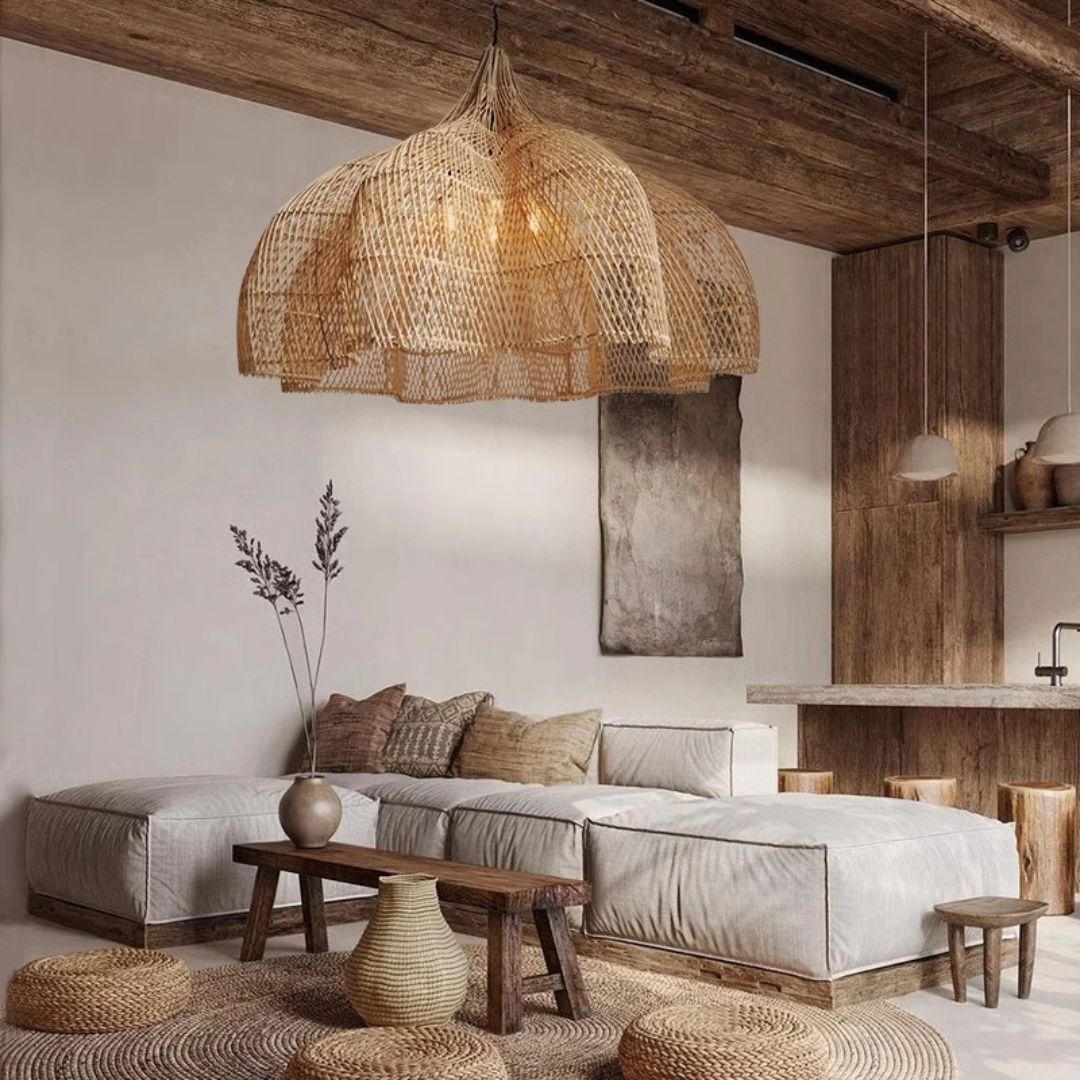 Wicker Pendant Shade outdoor rattan lamp -labpiecesign