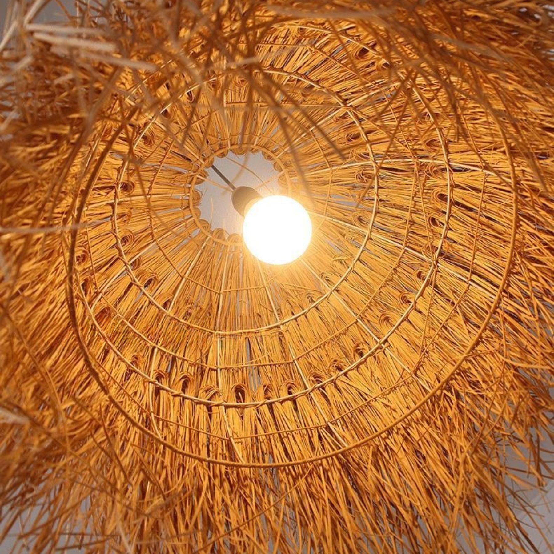 Retro wabi-sabi style bedroom bedside straw art lamp